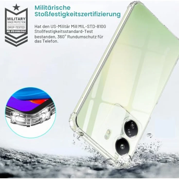 LeYi Hülle für Xiaomi Redmi 13C 4G, Transparente TPU Silikon Schutzhülle mit 2 Schutzfolien, Stoßfest und Dünn, Kameraschutz, Crystal Clear Cover Case – Bild 3