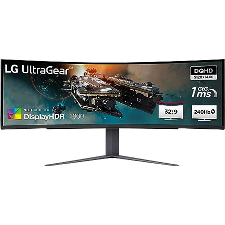 LG Electronics 49GR85DC-B UltraGear Curved Gaming Monitor 49" (123,8 cm), Dual QHD, LED LCD, 5120 x 1440, 32:9, 95% DCI-P3, HDR10, DisplayHDR 1000, 1 ms GtG, 450 cd/m², 240 Hz - Grau – Bild 1