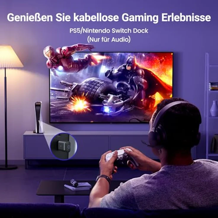 UGREEN USB C aptX 5.3 Bluetooth USB Audio Dongle für PS5/PS5 Pro/Switch, Bluetooth Adapter für PC/Laptop, Plug & Play (nur Audio) – Bild 2