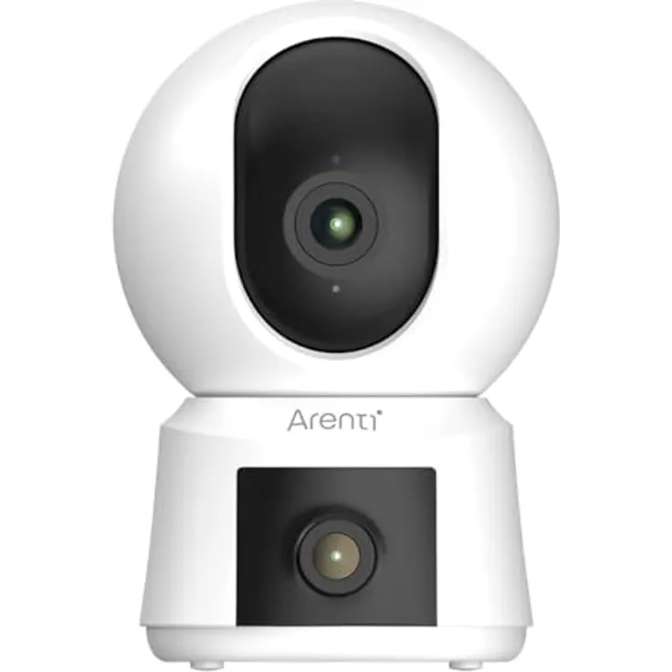ARENTI P3TT - 3 MP Überwachungskamera für Innenbereiche mit Zwei Objektiven, Schwenk- und Neigefunktion, Dual-Band WLAN, Automatische Verfolgung - Weiß
