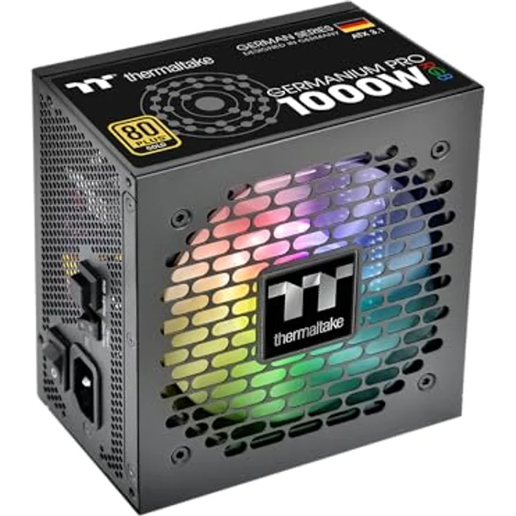 Thermaltake Germanium Pro 1000W Netzteil, RGB, ATX 3.1, 80Plus Gold, Vollmodular, 120mm Lüfter mit 256-Farb-Cycle – Bild 2