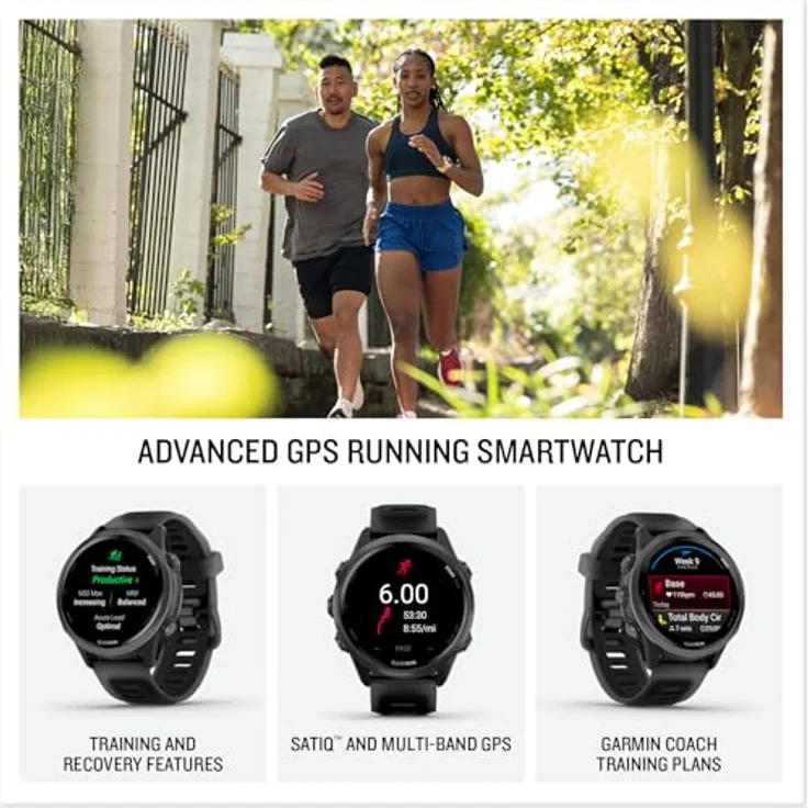 Garmin Forerunner 570, 42 mm GPS-Lauf- und Triathlon-Smartwatch, AMOLED-Display, schiefergraues Aluminium mit durchscheinendem schwarz/schwarzem – Bild 2