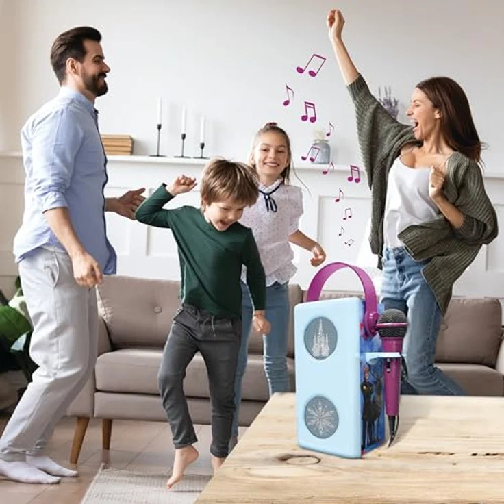 Lexibook Die Eiskönigin, Kabelloser Bluetooth-Lautsprecher mit Mikrofon, Mehrfarbige Lichteffekte, SD/TF-Kartensteckplatz, Wiederaufladbare Batterie, Blau, BTP185FZZ – Bild 4