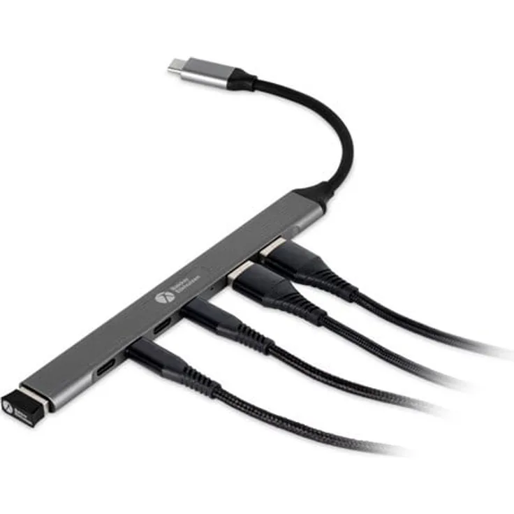 Bakker Elkhuizen 7-in-1 USB-Hub, 7 Ports mit 4x USB-C, 2x USB-A 2.0, 1x USB-A 3.0, Grau