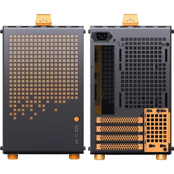 Jonsplus Z20 Micro-ATX Gehäuse, mit Tragegriff - schwarz/orange, Gaming-Gehäuse aus hochwertigem Stahl, für SFX-PSUs und Mini-ITX/Micro-ATX-Mainboards, GPU bis 363 mm und 2x 2,5-Zoll-Laufwerke – Bild 8