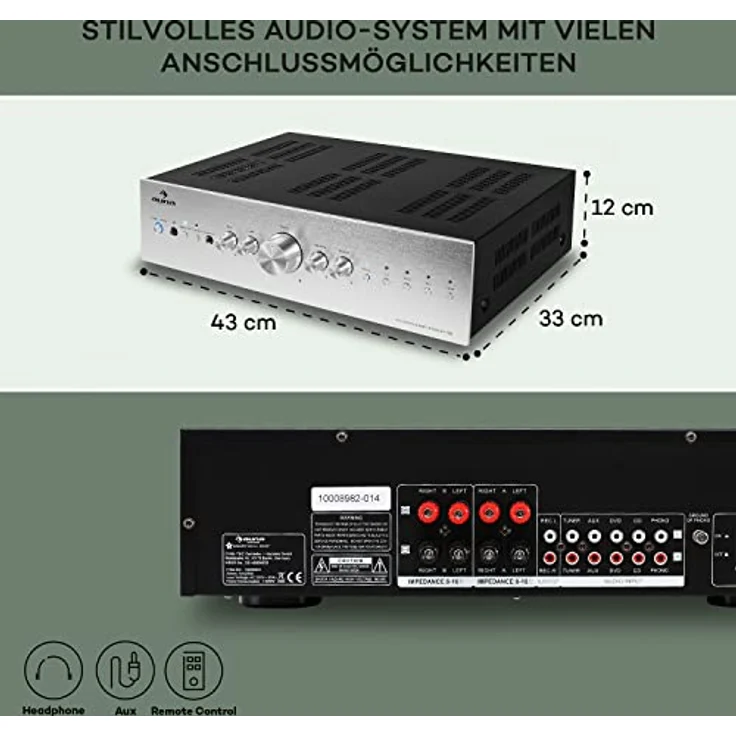 CD708 HiFi-Stereo-Verstärker AUX schwarz 600W Silber – Bild 6