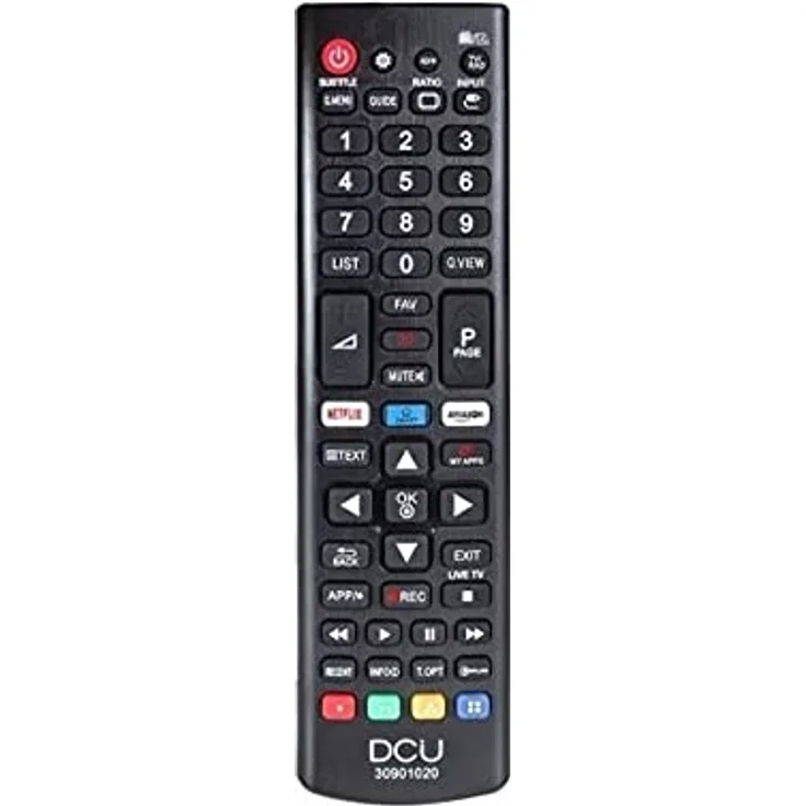 DCU TECNOLOGIC | LG-Fernbedienung | LCD/LED-Fernbedienung | Taste für Netflix und Prime Video | Schwarz