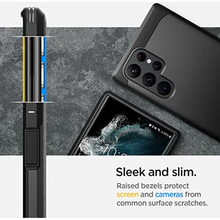 Spigen Tough Armor Hülle Kompatibel mit Samsung Galaxy S22 Ultra -Schwarz, Doppelschichtige Schutzhülle mit Kickstand und Eckschutz – Bild 5