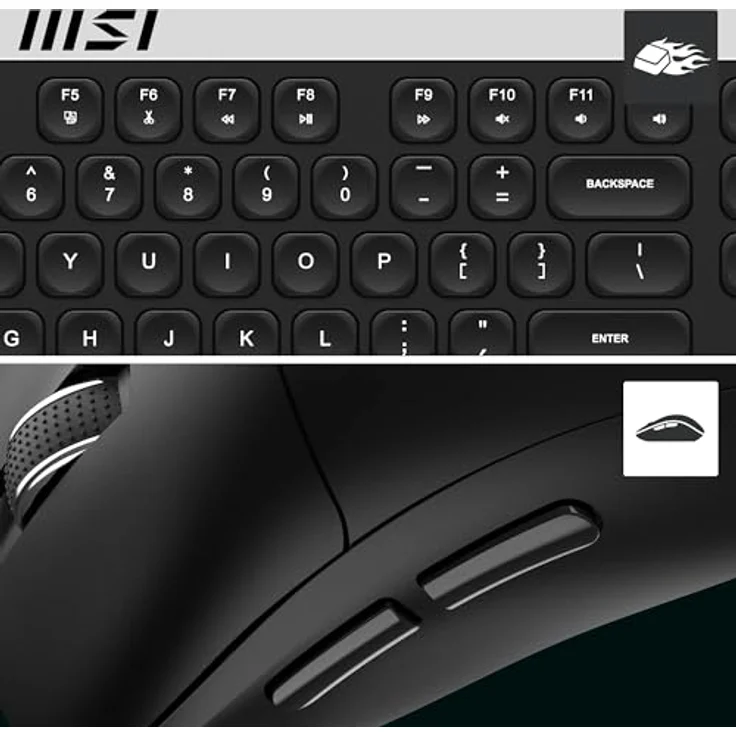 MSI FORGE K210 Combo W, Kabellose Tastatur und Maus mit Scissor-Switches, 2,4-GHz-Funkverbindung, 1600 DPI, Aufladbar, Schwarz – Bild 6