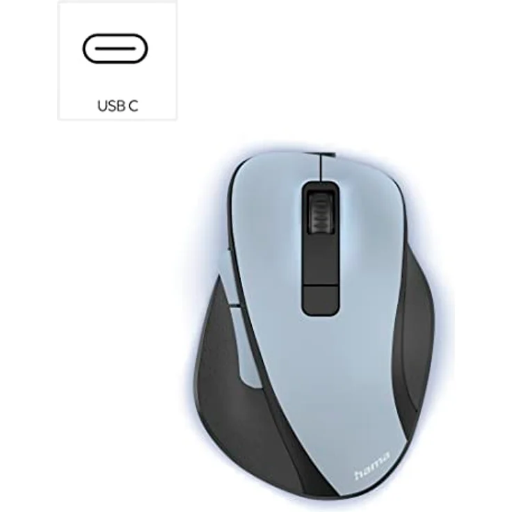 Hama ergonomische Maus (Funkmaus, 6 Tasten, 2,4GHz, BlueWave, 800/1200/1600dpi, optische Maus kabellos, wireless, Maus ergonomisch, Computermaus, für Laptop/PC, Akku, Rechtshänder) polarblau – Bild 2