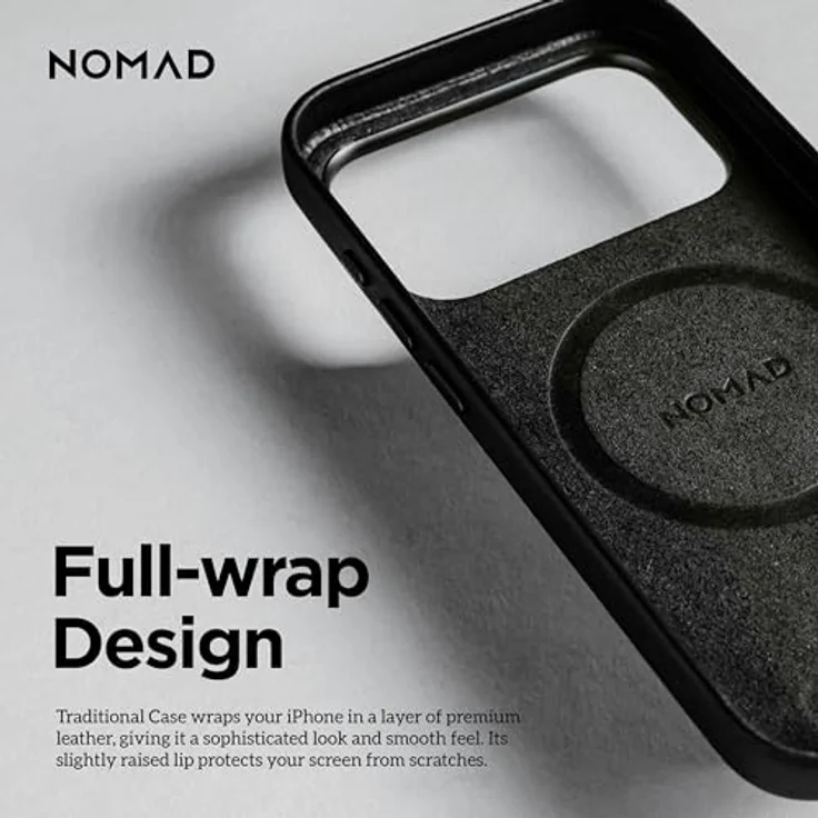 NOMAD Traditional Leather Case für iPhone 17 Pro, MagSafe-kompatible Schutzhülle aus hochwertigem Echtleder, schwarz – Bild 6