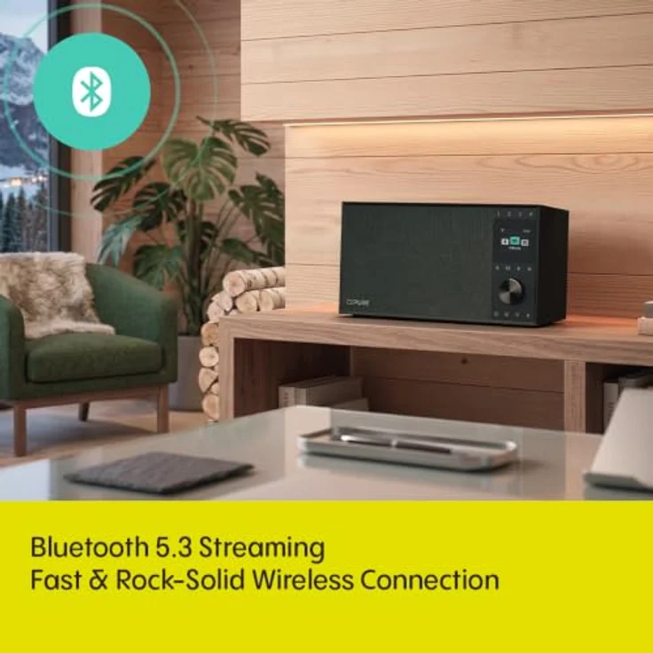 Pure Evoke Home II, All-in-One Musiksystem mit CD, DAB+/UKW, Bluetooth und 80W Stereo-Lautsprechersystem, Walnuss – Bild 5