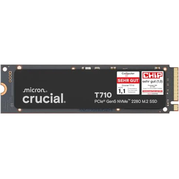Crucial T710 SSD 1TB M.2 NVMe PCIe 5.0, bis zu 14.900 MB/s Lesen, 13.700 MB/s Schreiben, interne Festplatte für Laptop und Desktop PC, TLC NAND, CT1000T710SSD8-01 – Bild 1