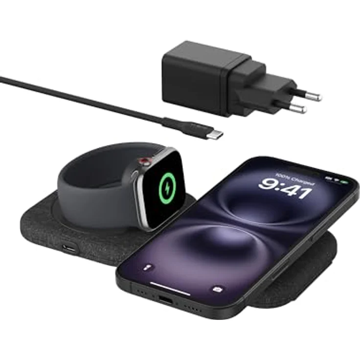 Belkin BoostCharge Pro MagSafe Ladegerät, magnetische 2-in-1 Reiseladestation (15 W) für iPhone 16, Apple Watch 10 & AirPods, einklappbar, Qi2-zertifiziert – Bild 1