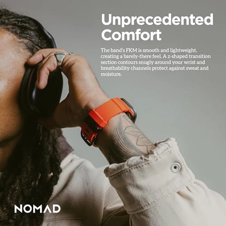 NOMAD Rocky Point Band für Apple Watch 42/44/45/49 mm, leichtes und waterfestes Uhrenarmband mit Magma Connector in Schwarz – Bild 7