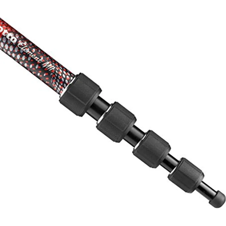 Manfrotto Element MII MMELMIIA5RD, leichtes Alu-Reise-Einbeinstativ, rot, 5 Segmente, Handgelenkschlaufe, Gummigriff, Drehverschlüsse, Traglast bis zu 15 kg, für Kompakt-, spiegellose und DSLR-Kameras – Bild 6