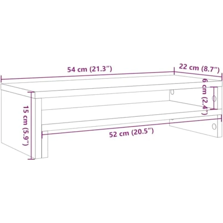 vidaXL Monitorständer Betongrau, Holzwerkstoff mit Stauraum, 54x22x15 cm, max. Belastbarkeit 25 kg – Bild 9