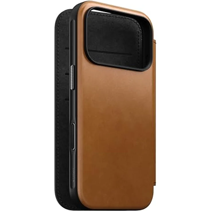 NOMAD Modern Leather Folio für iPhone 17 Pro, MagSafe-kompatible Schutzhülle aus Polycarbonat und Echtleder mit drei Kartenfächern, Farbe: English Tan – Bild 5