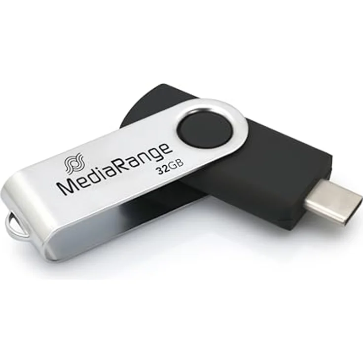 MediaRange USB Type-C® 3.2 Gen 1 Flash-Laufwerk, Drehkappengehäuse, 32GB, Silber/Schwarz – Bild 1