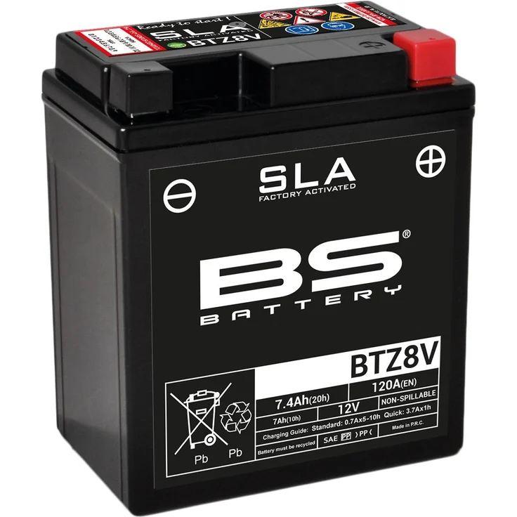 BS Battery BTZ8V, Wartungsfreie SLA-Batterie, werkseitig aktiviert, hohe Leistung, langer Lebensdauer, auslaufsicher, vielseitig installierbar