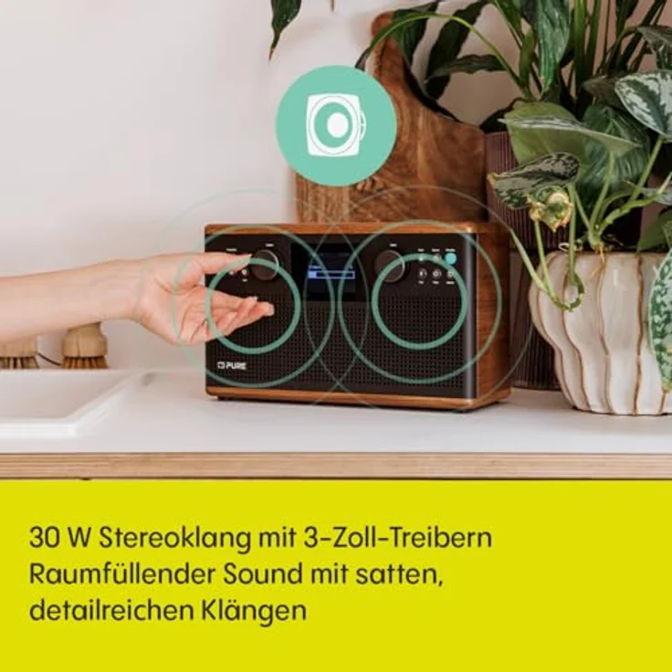 Pure Classic H6, digitales Stereo-Radio mit 30 W Stereoleistung, DAB+/FM, Bluetooth 5.3, Coffee Brown/Walnut – Bild 2