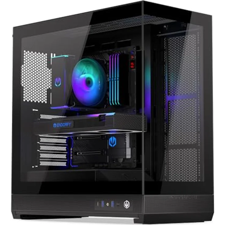 ENDORFY Fishtank 6000 Flex, PC-Gehäuse ATX E-ATX, gehärtetes Glas, USB-C, Unterstützung für 2x 360 mm Kühlung, bis zu 9 Lüfter, GPU bis 445 mm, modernes schwarz – Bild 1