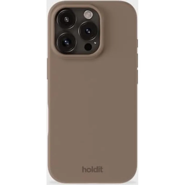holdit Silikonskal iPhone 16 Pro - Mocha Brown, Ultradünne Passform, vegan, kabelloses Laden