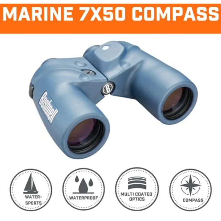 Bushnell Fernglas 7x50 Marine wasserdicht, robust, perfekt für Segeln, Bootsfahrten, MIT Kompass, 137500, Blau – Bild 2