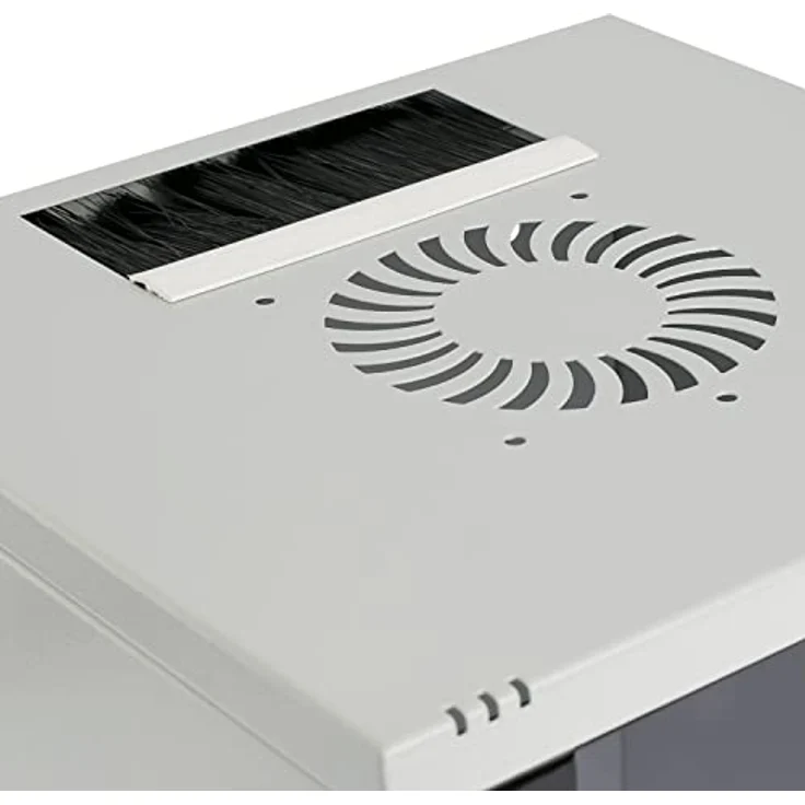 HMF 63412-07 Netzwerkschrank, Serverschrank 10 Zoll | 12 HE | 300 mm Tiefe | Voll montiert | Glastür | Lichtgrau – Bild 4