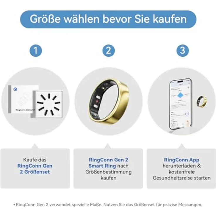 RingConn Gen 2 Smart Ring, Fitness-Tracker in Royal Gold mit Schlaf- und Gesundheitsüberwachung, 10-12 Tage Akkulaufzeit, wasserdicht (IP68) – Bild 2