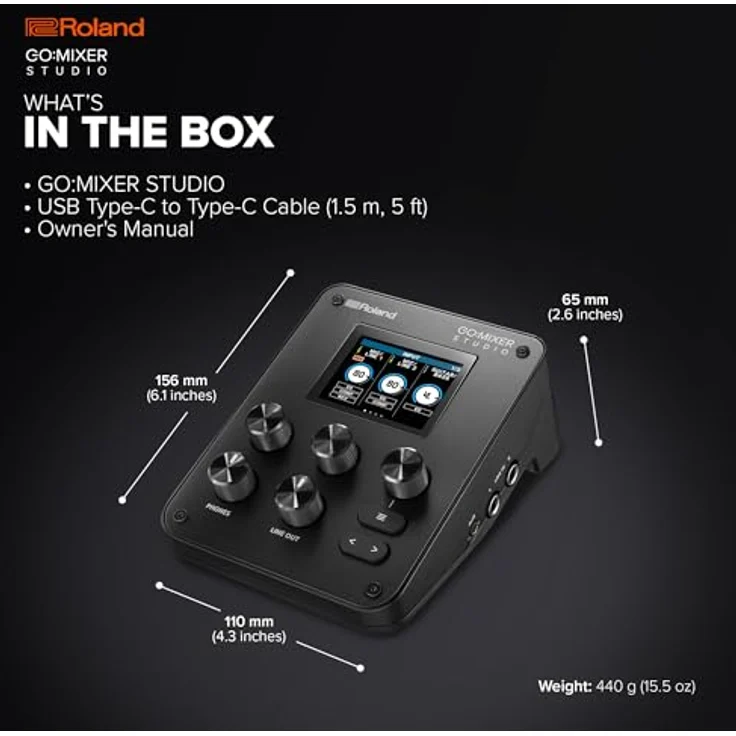 Roland GO:MIXER STUDIO, tragbarer Audio-Mixer/Interface mit 12 Eingangskanälen und 24 Bit/192 kHz Studioqualität – Bild 5