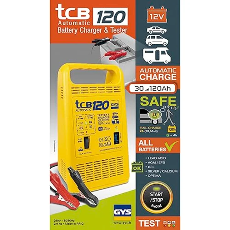 GYS überwachungsfreies Batterieladegerät 12 V, 30 - 120 Ah, TCB 120 – Bild 3