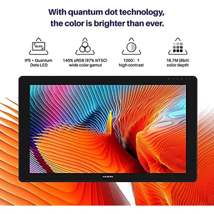HUION Kamvas 24 Plus Grafikzeichnungstablette 140% SRGB - 23.8inch, Android-Träger, Batteriefreier Stift, 8192 Stiftdruckempfindlichkeit, Neigung – Bild 2