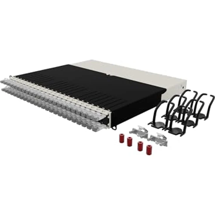 PATCHBOX Patchbox ONE 8 RU Cat.6a, 24-Port Patchpanel mit einziehbarem Kabelmanagementsystem für 48.3 cm Racks, inklusive flachen 10GB Netzwerkkabeln (STP) – Bild 2