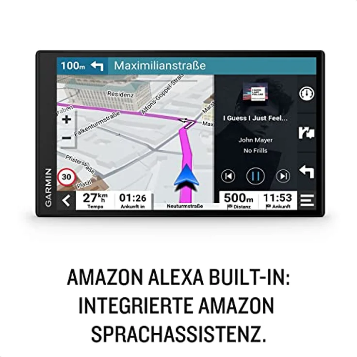 Garmin DriveSmart 76 MT-S, Navigationsgerät mit 7 Zoll HD-Display, Amazon Alexa, 3D-Europakarten, Verkehrsinfos in Echtzeit, Umweltzonen – Bild 2