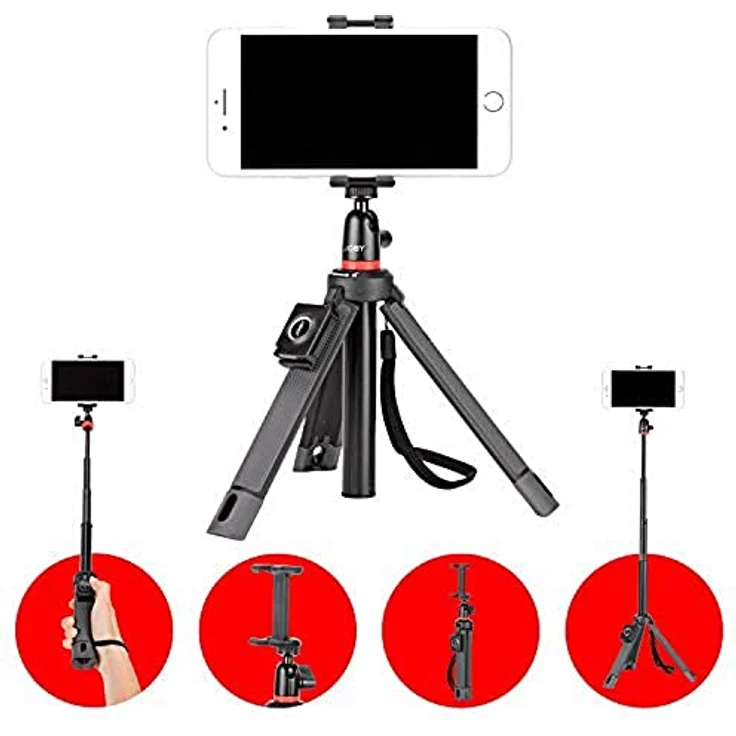 JOBY JB01550-BWW TelePod Mobile Stativ (geeignet ür Smartphone und Kamera inkl. Bluetooth Auslöser, Einbeinstativ -Selfie-Stick - Vlogging, Stativ mit Kugelkopf) – Bild 3
