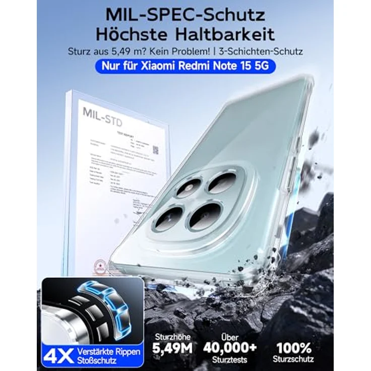 LeYi für Xiaomi Redmi Note 15 5G, Transparent TPU Silikon Hülle mit 2 Schutzfolien, Stoßfest und Kameraschutz, Crystal Clear Design – Bild 3