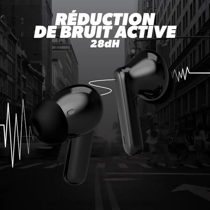 T'nB ONYX ANC Bluetooth-Kopfhörer, Kabellose In-Ear Ohrhörer mit Geräuschunterdrückung, Touch-Steuerung und Ladebox, Farbe – Grau – Bild 3