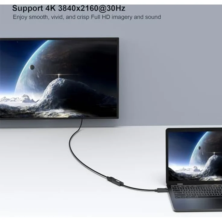 BENFEI 4K DisplayPort auf HDMI Adapter, Unidirektional für Laptop, PC und Monitor, unterstützt bis zu 3840 x 2160@30 Hz, integrierter IC-Chip, mit Verriegelungsdesign – Bild 5