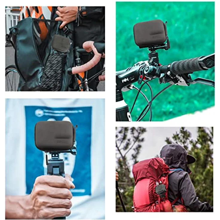 FiTSTILL Graue PU-Mini-Tragetasche für GoPro Hero 13-5, hartschalig, wasserdicht, stoßdämpfend, Reise-Aufbewahrung für DJI Osmo Action 5-1 – Bild 5