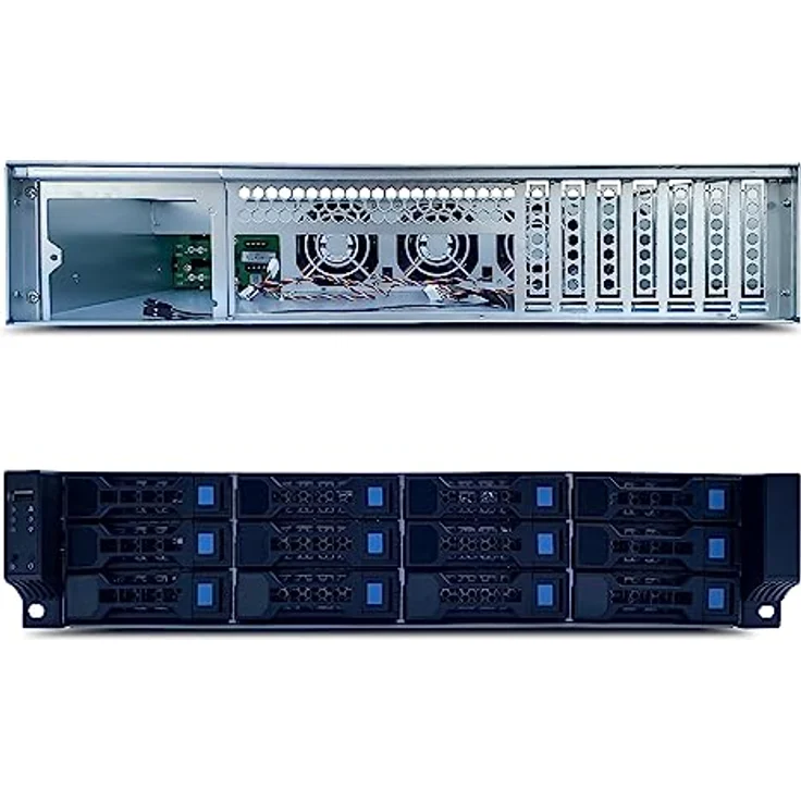 FANTEC 2563 SRC-2012X07-12G/6G 19" 4HE 680mm Storage Gehäuse, 12x SAS/SATA Einschübe mit je 2 Status LEDs, Einschübe für 3,5" und 2,5" Datenträger, 1x USB 2 Anschluss, 3X 80mm Lüfter – Bild 3