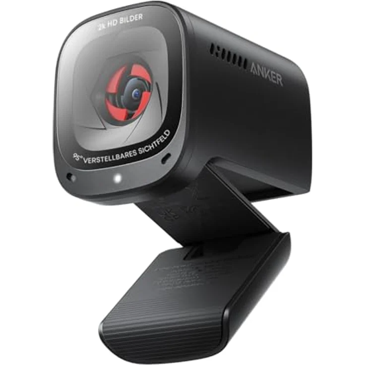 Anker PowerConf C200, Webcam mit 2.21 Mpx, USB-C, Privacy Shutter und AI-Rauschunterdrückung, schwarz – Bild 1