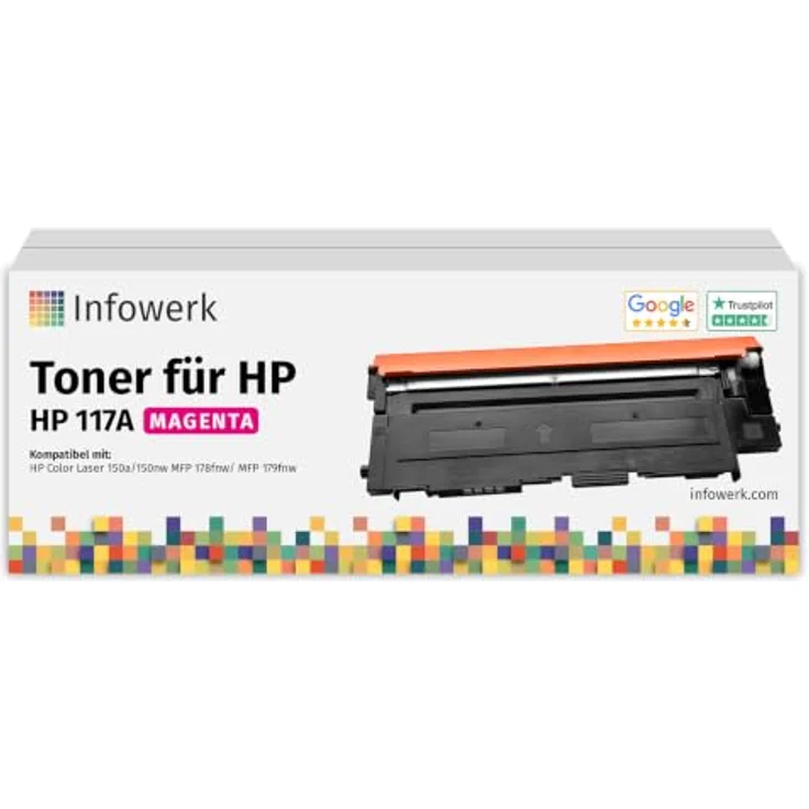Infowerk Toner 117A Magenta, 10-Stück Set für HP Color Laser 150 und MFP 178/179, Seitenleistung bis 1.000 Seiten – Bild 1