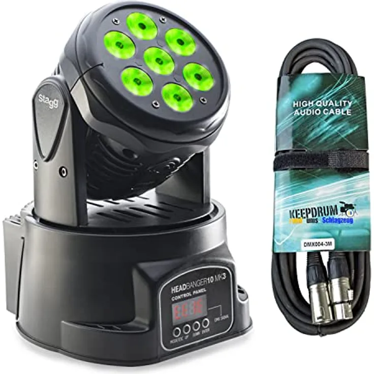 Stagg SLI-MHW-HB10-0 Head Banger 10 LED Moving-Head Scheinwerfer Spot + keepdrum DMX-Kabel - Preisvergleich