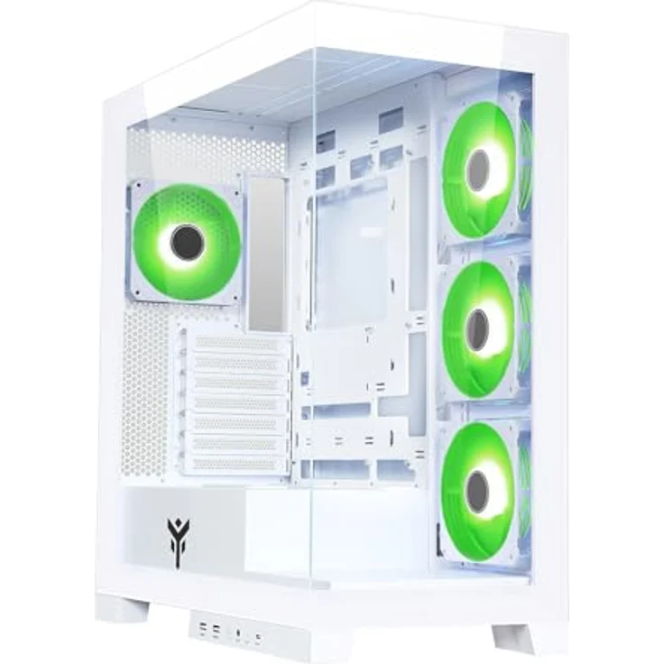 Itek Gehäuse SHOWBUI 45W - Gaming-Tower, ATX, 4 x 12 cm ARGB-Lüfter, 2 x USB3, Typ C, Seite und Vorderseite aus gehärtetem Glas, Weiße Ausgabe - iTek Gaming-Tower mit hochwertigen Abmessungen, langlebig und flexible Gestaltung – Bild 5