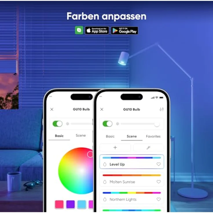 Nanoleaf Matter GU10 Smart LED Lampe, 3 RGBCW, dimmbar, 16 Mio. Farben, 400 Lumen, WiFi & Bluetooth, Sprachsteuerung (Alexa, Apple, Google) für Wohn- & Schlafzimmer Deko – Bild 3