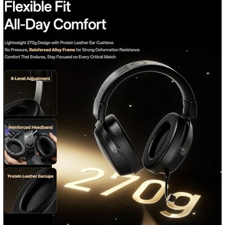 ATK Neptune N9 Pro, Kabelloses Gaming-Headset mit geringer Latenz und integriertem Mikrofon, schwarz – Bild 5