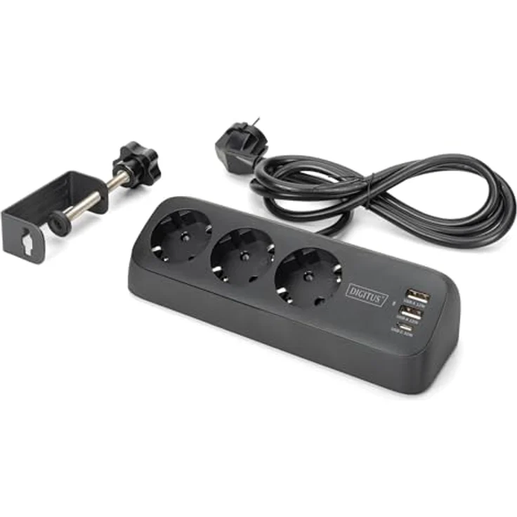 Digitus 3-fach Office-Steckdosenleiste mit 2x USB-A und 1x USB-C, Schwarz, 1.50 m, CEE 7/3, erhöhte Sicherheit – Bild 6