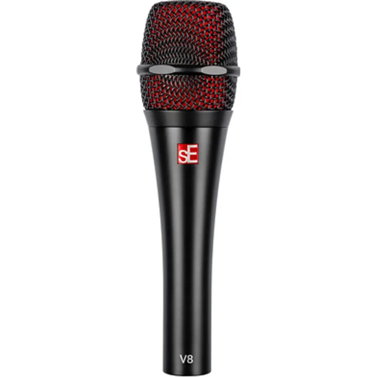 SE Electronics V8 Black, Dynamisches Gesangshandmikrofon mit Supernierencharakteristik und integrierter Shockmount Aufhängung