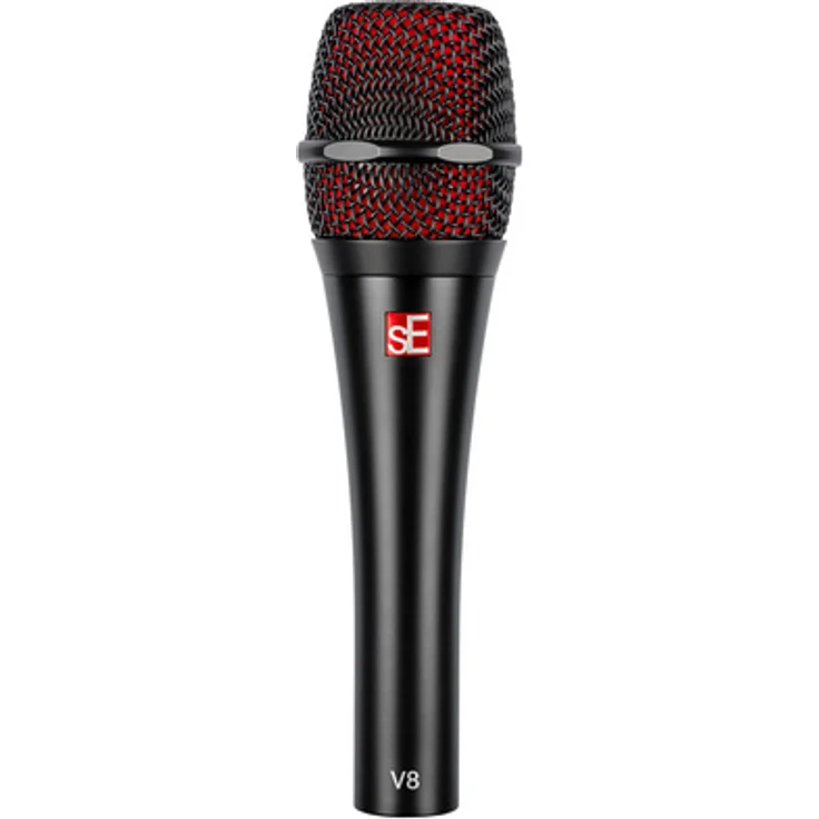 SE Electronics V8 Black, Dynamisches Gesangshandmikrofon mit Supernierencharakteristik und integrierter Shockmount Aufhängung